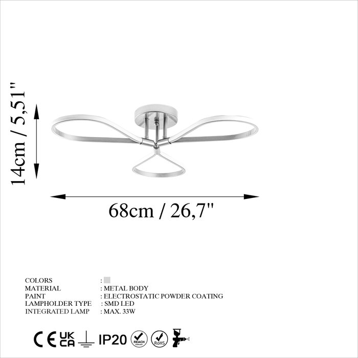 Opviq Damla - 13544 Lámpara de araña Cromada